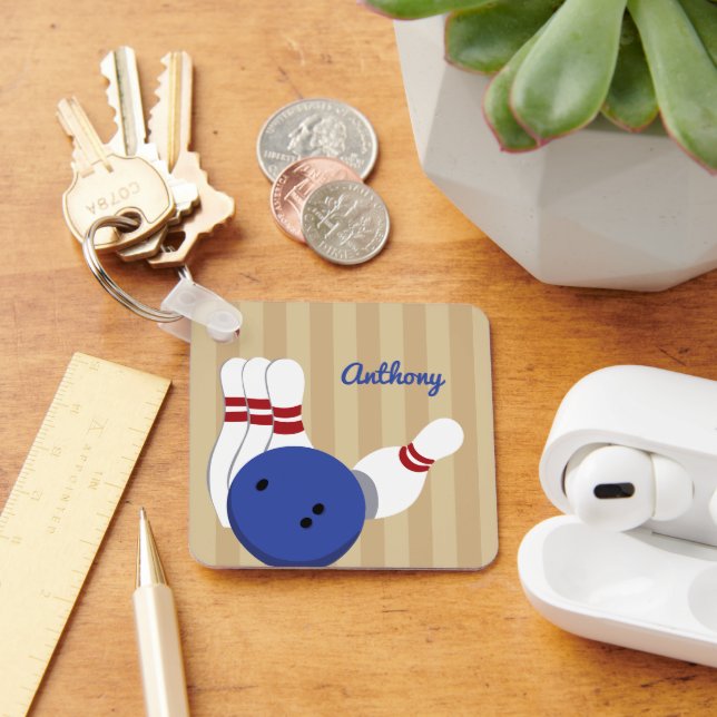 Chaveiro Bola de boliche e pinos personalizados (Mesa)