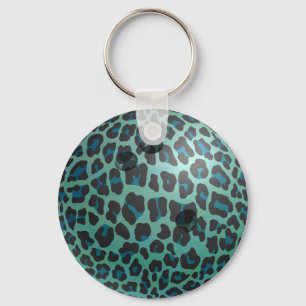 Chaveiro Bola de boliche Leopard Teal