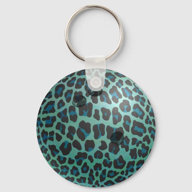 Chaveiro Bola de boliche Leopard Teal (Frente)