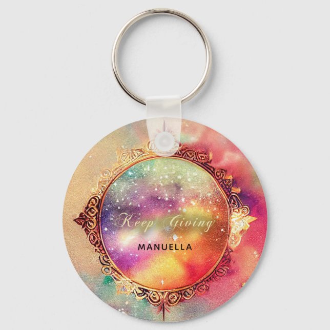 Chaveiro Bola de Cristal Motivacional Água-clorada Galáxia  (Frente)