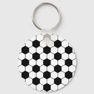 Chaveiro Bola de futebol adaptada padrão Preto Branco