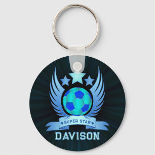 Chaveiro Bola de Futebol Azul Neon Presentes Esportivos L