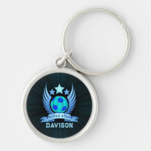 Chaveiro Bola de Futebol Azul Neon   Presentes Personalizad