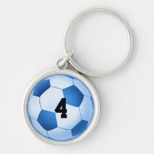 Chaveiro Bola de futebol azul seu número afortunado