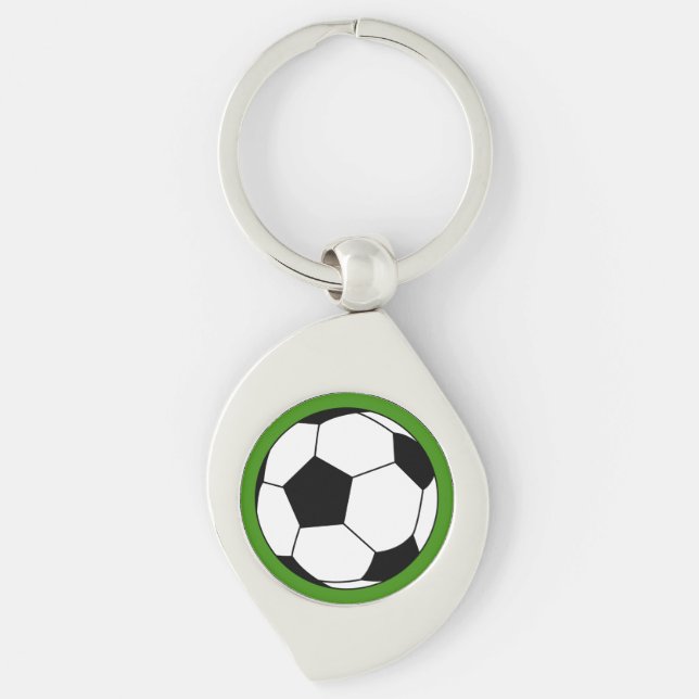 Chaveiro Bola de futebol branca negra em verde (Frente)