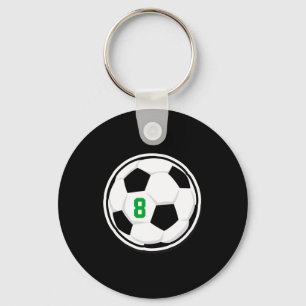 Chaveiro Bola de Futebol Branca Preta Verde Número da Equip