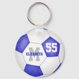 Chaveiro bola de futebol branco e azul