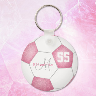 Chaveiro bola de futebol branco-rosa-rosa cor-de-cinza pers