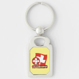 Chaveiro Bola de Futebol com Bandeira Suíça Retângulo Fundo