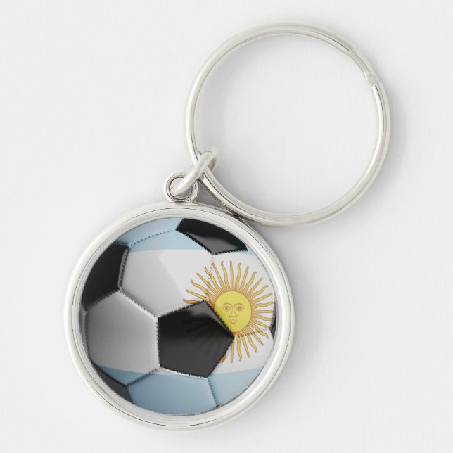 Chaveiro Bola de futebol da bandeira de Argentina (Frente)