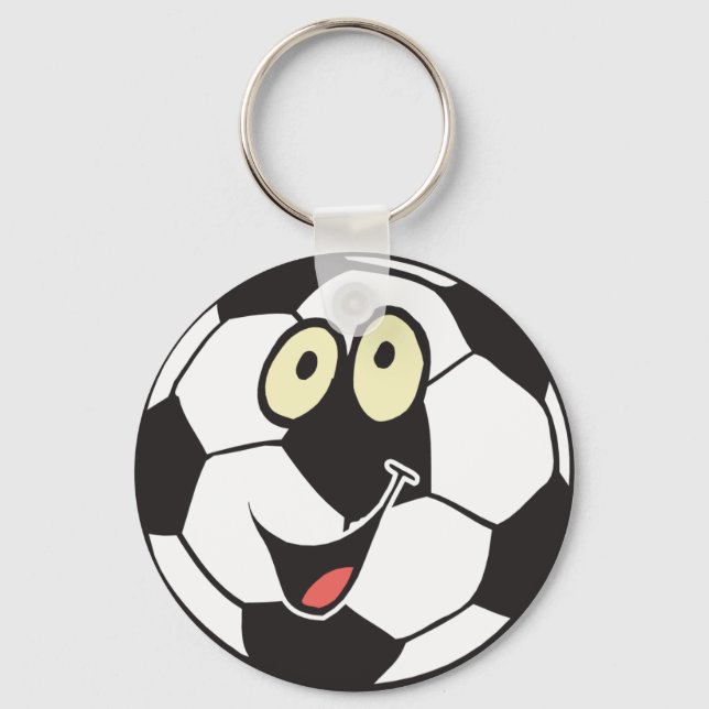 Chaveiro bola de futebol de animação feliz (Frente)