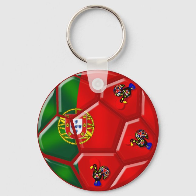 Chaveiro Bola de futebol de bandeira portuguesa para as Cam (Frente)