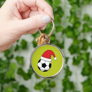 Chaveiro Bola De Futebol De Natal Com Chapéu De Papai Noel