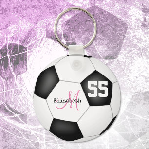Chaveiro bola de futebol de preto e branco, feminina, perso