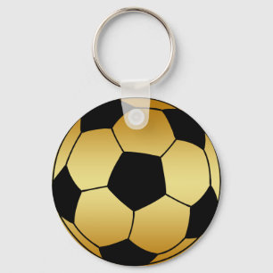 CHAVEIRO BOLA DE FUTEBOL DOURADO E PRETA