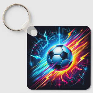 Chaveiro Bola de Futebol Elétrico Futurista Relâmpago