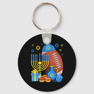 Chaveiro Bola de futebol judaica engraçada Menorah Happy Ha