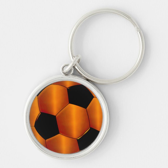 Chaveiro Bola de Futebol Laranja e Preta (Frente)