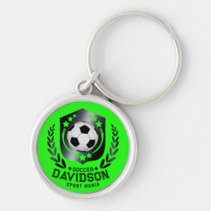 Chaveiro Bola de Futebol Personalizada Verde   Texto Person