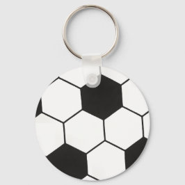 Chaveiro Bola de Futebol Preto e Branco Padrão Geométrico