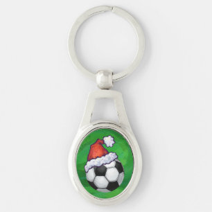 Chaveiro Bola de Futebol Santa Hat em Verde