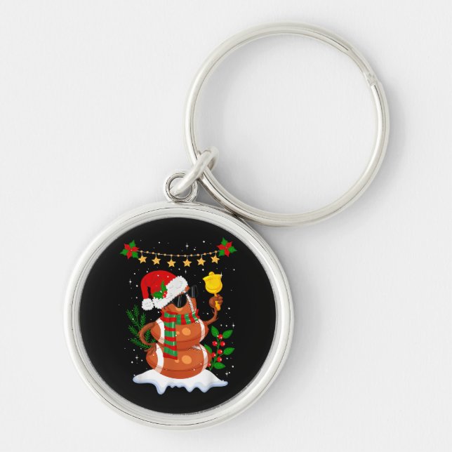 Chaveiro Bola de futebol Snowman Santa Hat Feliz Natal (Frente)
