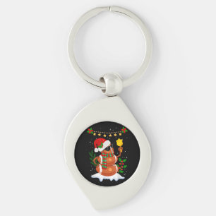Chaveiro Bola de futebol Snowman Santa Hat Feliz Natal