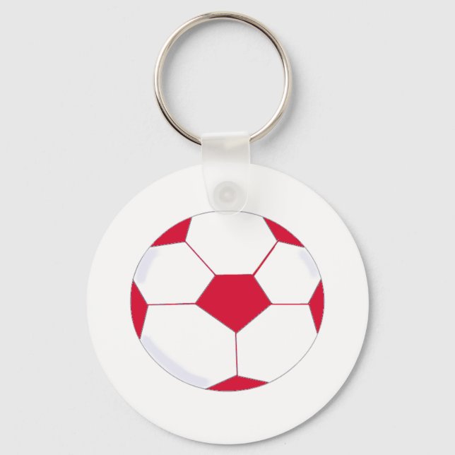 Chaveiro Bola de Futebol Vermelho e Branco (Frente)