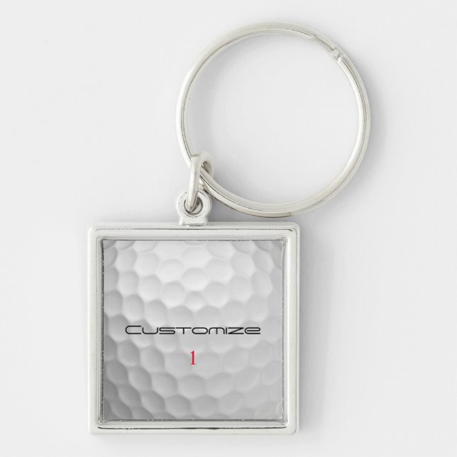 Chaveiro Bola de Golfe com Texto e Número Personalizados (Frente)