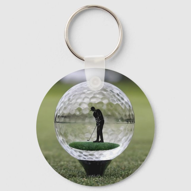 Chaveiro Bola De Golfe De Vidro Com Dentro De Jogador De Go (Frente)