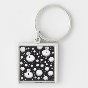 Chaveiro Bola de Neve e Snowmen B&W