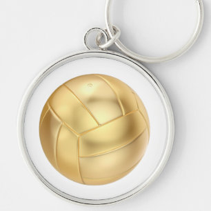 Chaveiro bola de volei ou futebol dourada