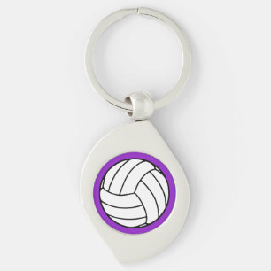 Chaveiro Bola de Volei Preto/Branco em Roxo