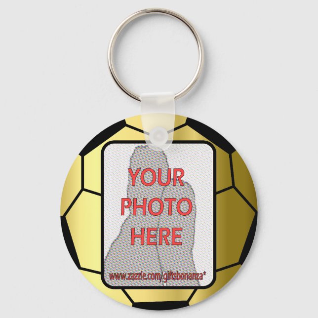 Chaveiro Bola Personalizável de Futebol de Ouro Fotográfico (Frente)