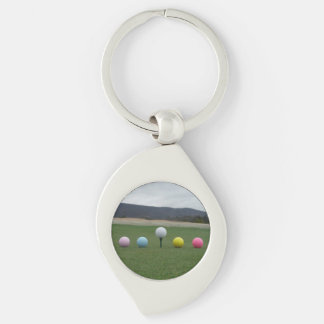 Chaveiro Bolas de golfe amarelas, pintadas, AZUIS e brancas