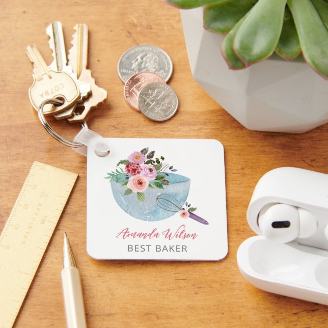 Chaveiro Bolas Florais Personalizadas e Panelas de Whisker (Mesa)