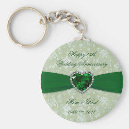 Chaveiro Bold Damask 55th Wedding Anniversário Key Chain