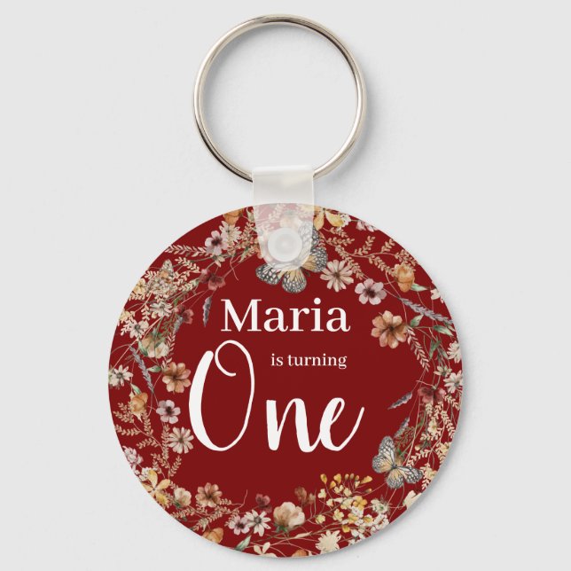 Chaveiro Bold Rustic Floral Baby Birday (Frente)
