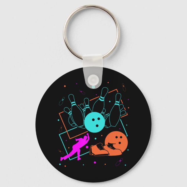 Chaveiro boliche da Equipe de Bowler do Estilo Retroativo d (Frente)