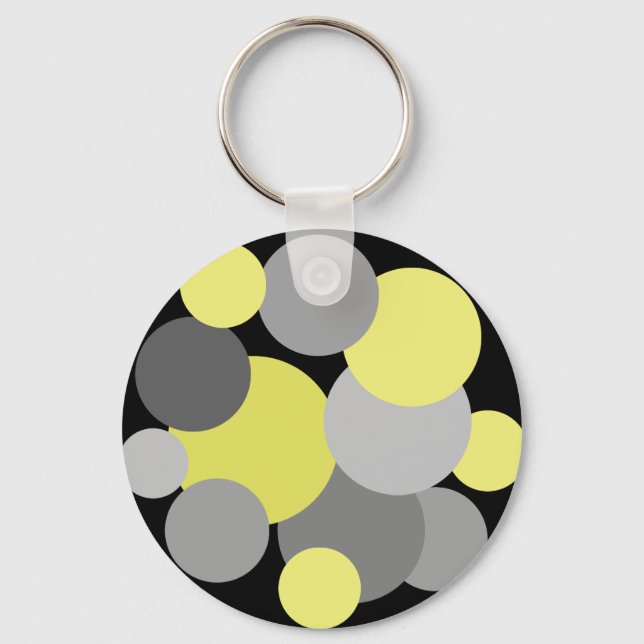 Chaveiro Bolinhas amarelas e Cinzas (Frente)
