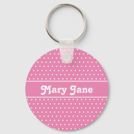 Chaveiro Bolinhas de Nome Personalizado Cor-de-Rosa Chic