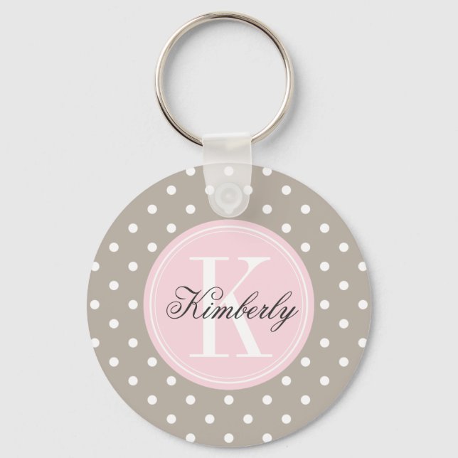 Chaveiro Bolinhas de torneira com monograma cor-de-rosa (Frente)