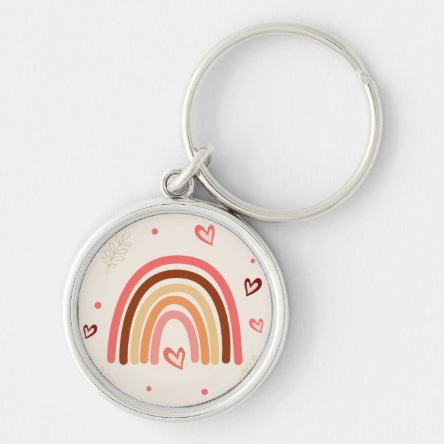 Chaveiro Bolinhas do arco-íris e cores neutras (Frente)