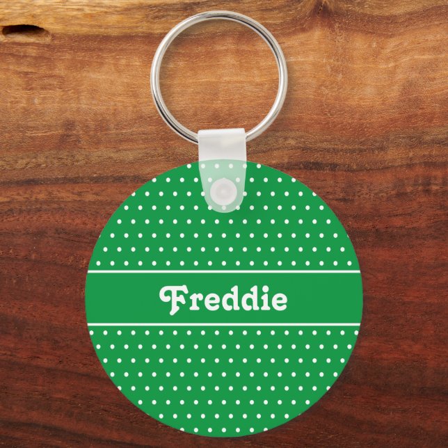 Chaveiro Bolinhas Verde de Nome Personalizado (Frente)