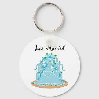 Chaveiro Bolo de Casamento Azul Elegante - Recém-Casados