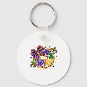 Chaveiro Bolo Rei Retro Coquette Laço Contas Feliz Mardi Gr