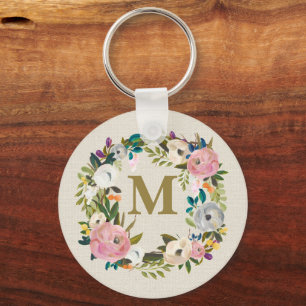 Chaveiro Bolsa de Lona com Monograma Personalizado de Flora