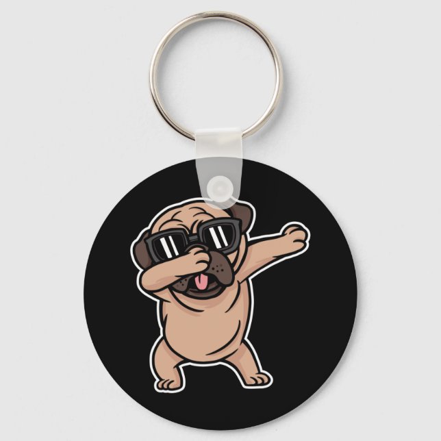 Chaveiro Bom Humor Pug com Óculos Solares Dabitando (Frente)