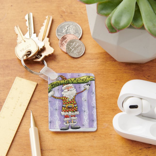 Chaveiro Bom Natal de Cartoon, acredito em Papai Noel (Mesa)