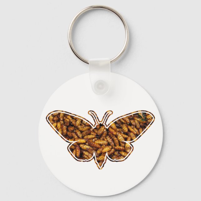 Chaveiro Bombyx Mori Silk Moth Life Cycle Silhoule (Frente)